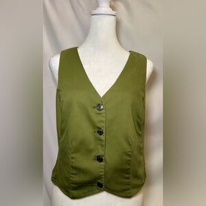 NWT Sofia Vergara Olive Green Button-Up Vest